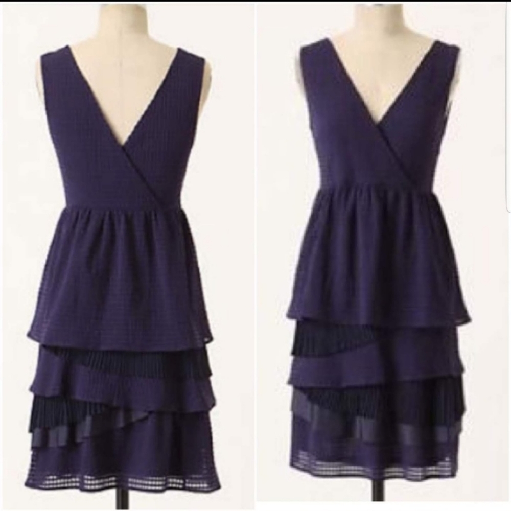 Anthropologie ric rac tonal gingham tiered dress